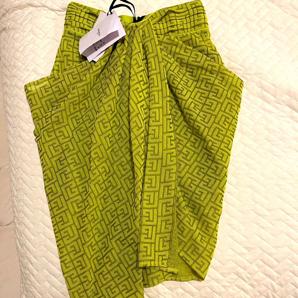 Balmain draped monogram skirt